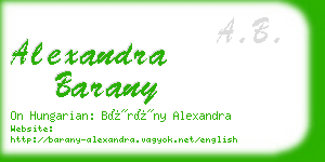 alexandra barany business card